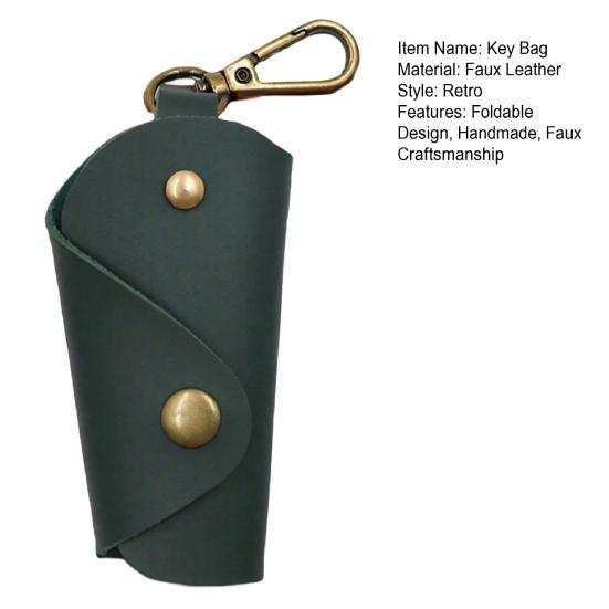 Car Keychain Box Foldable Design Prevents Scratches Handmade Imitation Leather Key Bag Key Organizer