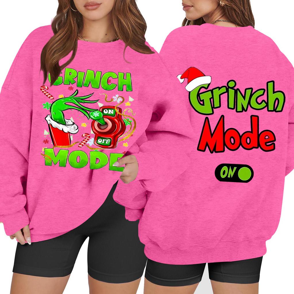 Women's Casual Fashion Long Sleeve Christmas Printed Round Neck Sweatshirt Top