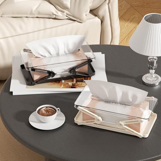 Clear Tissue Box Holder Spring-loaded Tissue Dispenser Transparent Desktop Tissue Box Cover for Home Office Bathroom Car