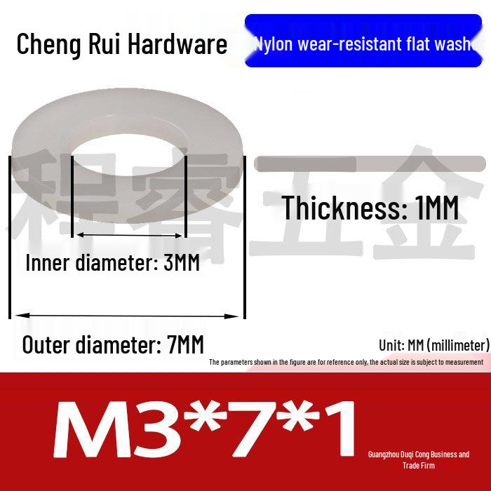 Ultra-Thin Nylon Insulating Flat Washers: M2-M32 Sizes