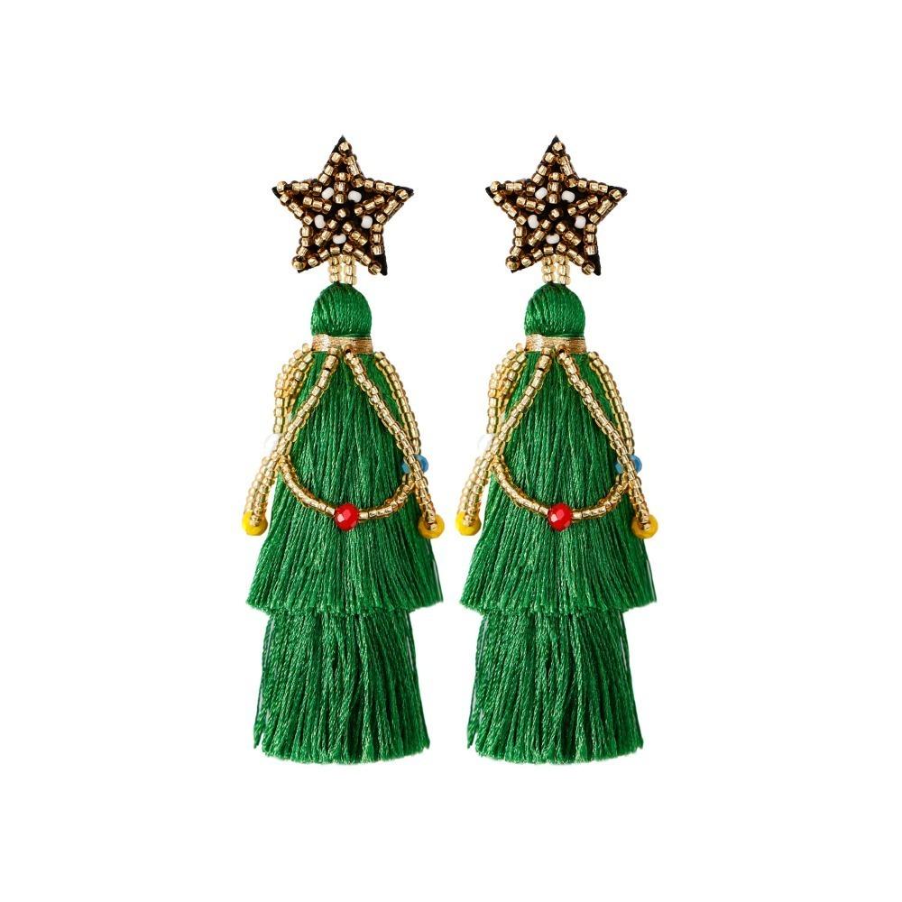 Santa Claus Merry Christmas Earrings Xmas Boots Ear Stud Handmade Beaded Ear Drop  New Year