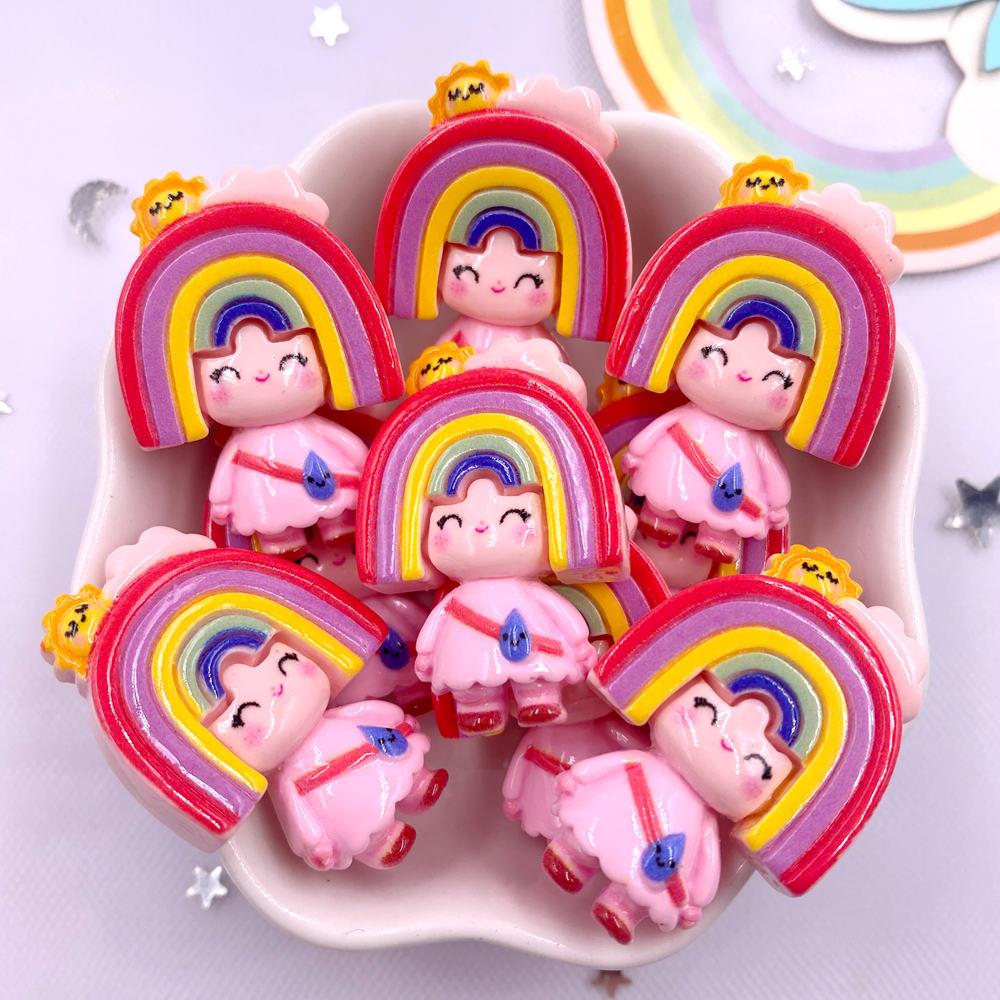 8PCS Resin Colorful 3D Cartoon Rabbit Bee Bear Squirrel Girl Flat Back Stone Figurine Scrapbook DIY Bow Decor Accessories Crafts