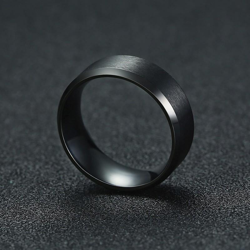 8mm Black Wedding Band Brushed Finish Circuit Board Pattern Laser Engraved Stainless Steel Ring for Men