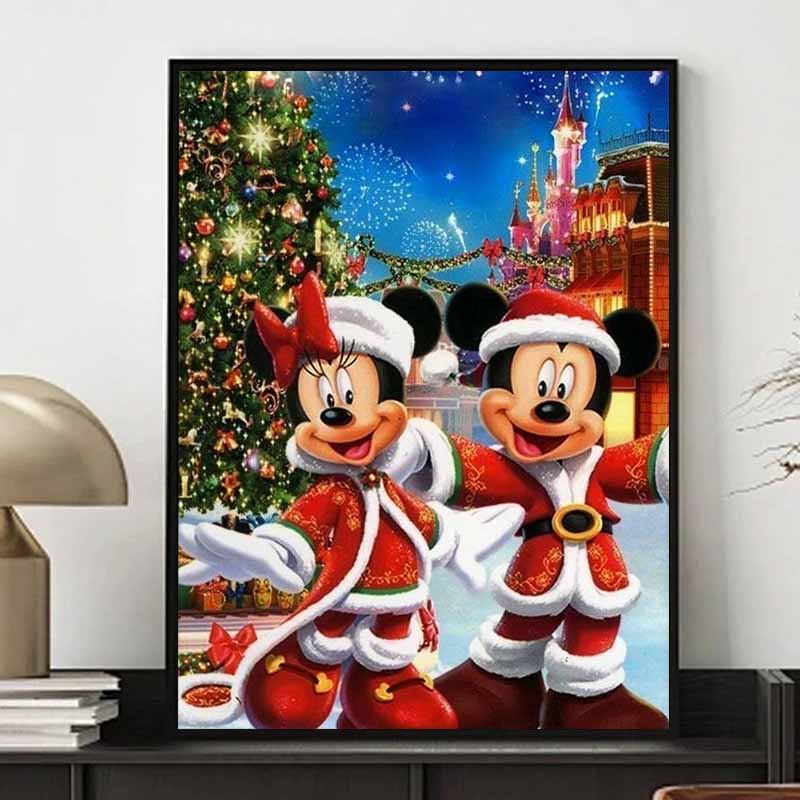 Disney Diamond Painting Mickey and Minnie Mouse Christmasthemed Healing Illustrations 5D Diamond Painting Art Embroidery Cross Stitch Room Decoration