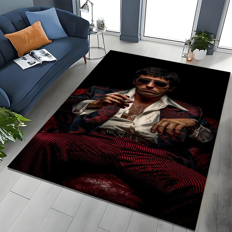Tappeto Classico Scarface Tony Montana Movie Art per Camera da Letto Soggiorno Divano Decorazione Zerbino per Casa, Grande Tappeto Antiscivolo per Bambini
