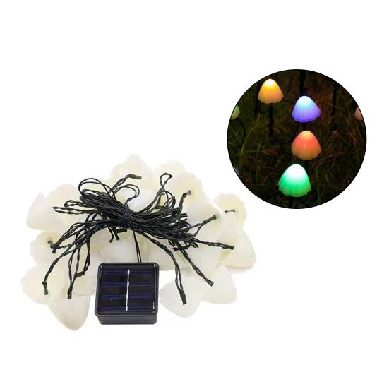 Soft Glow Solar Light Mushroom String Lamp with Garden Stake IP65 Waterproof Fairy 3.5M разноцветный