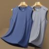 Men's Quick-Dry Sleeveless Sports Vest & Loose Fit T-Shirt Set - Plus Size, Ice Silk, Perfect for Summer Running & Fitness.