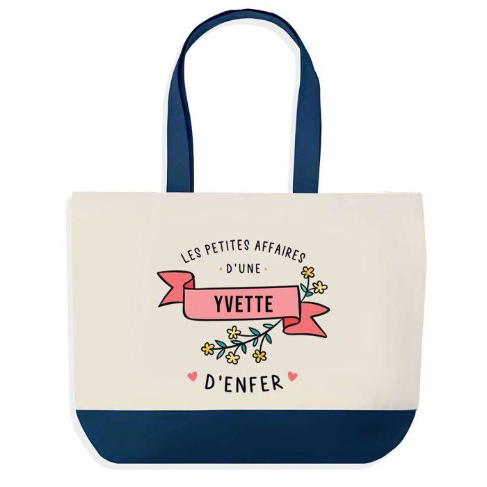 Tote bag - PLANETEE - Yvette Les Affaires d'Enfer - fond bleu - Coton - 40x45 cm