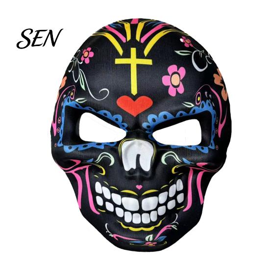 Scary Skeleton Face Masque Day of The Dead Skull Masque, Halloween Sugar Full Festival Costume Supplies Masquerade Party Accessory for Cosplay,