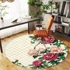 1PC Peony Lattice Office Round Area Rug, Under Office Chairs Bedroom Living Room Home Decor, Carpet for Office -1110108