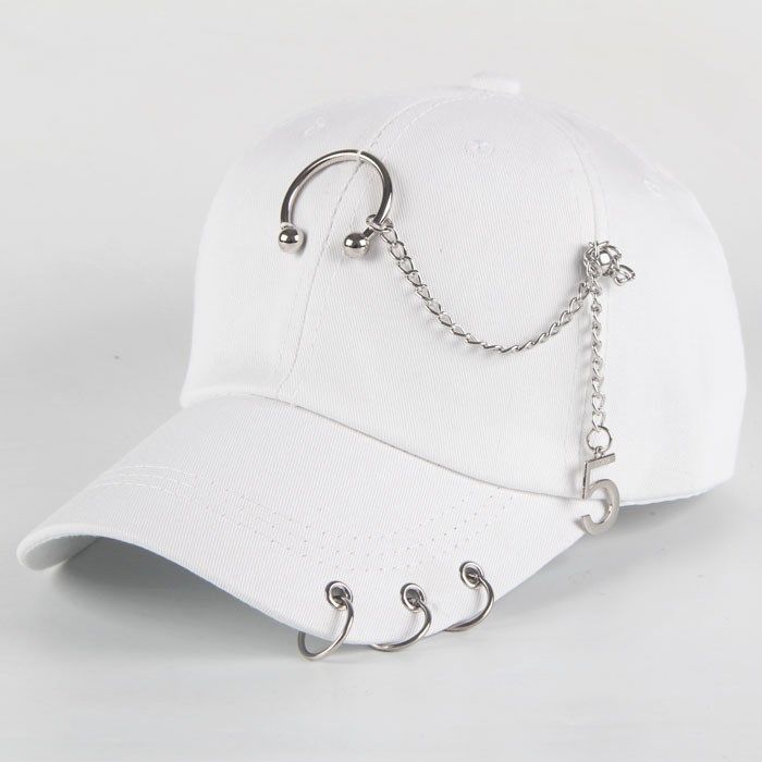 Dad Hat Creative Piercing Ring Baseball Cap Punk Hip Hop Caps Cotton Adult Casual Solid Adjustable Unisex Caps
