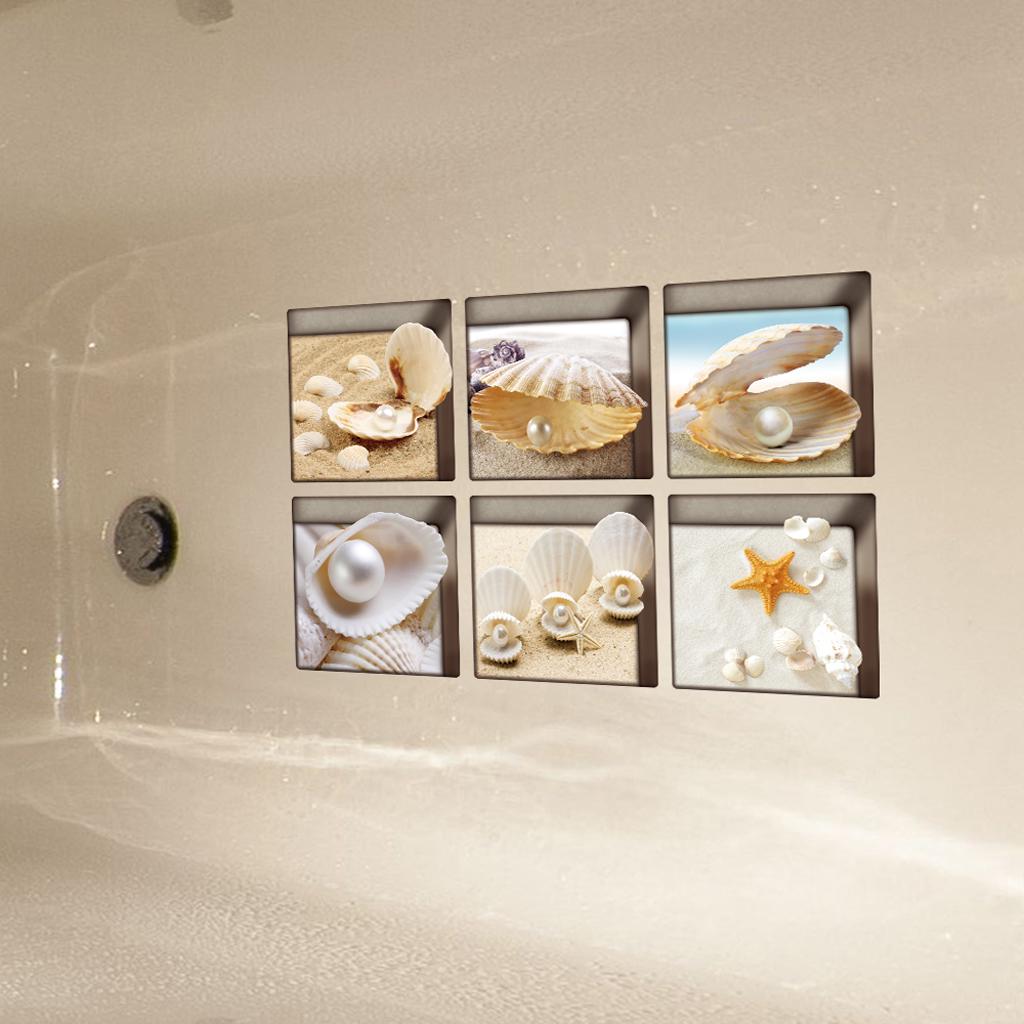Non Slip Bathtub Stickers Bath Tub Tattoos Appliques Tub Decals Treads Bathroom Decoration 3D Printing ( 6pcs Set )