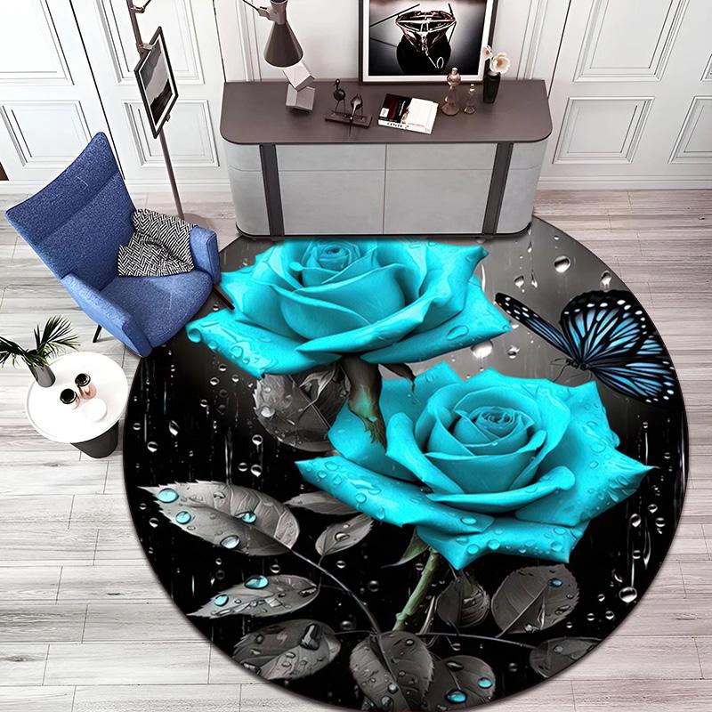 Rose Garden Elegance Round Rug Home Soft Decorative Anti Slip Yoga Table And Chair Mat Carpet Outdoor Floor Mat Carpet S5