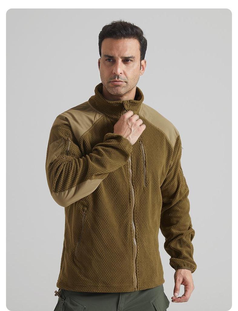 Herren Taktische Fleece Kapuzenjacke mit Stehkragen