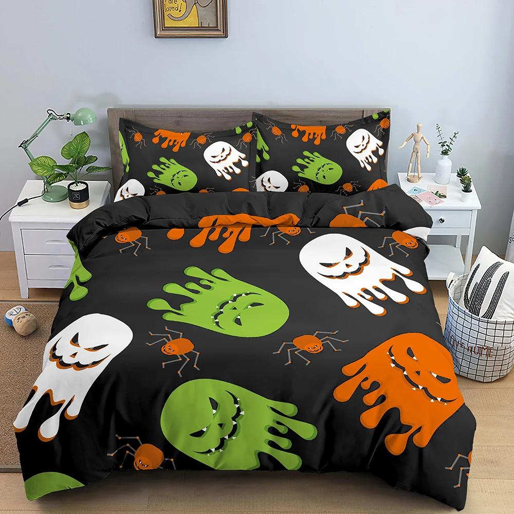 Halloween Decorations Duvet Cover Twin Cartoon Pumpkin Comforter Cover Lantern Ghost Quilt Cover Kids Boys Girls Holiday Gifts