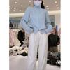 Zipper Turtleneck Knitted Cardigan Sweater Women's Winter Design Sense Loose Lazy Style Casual Top Tide