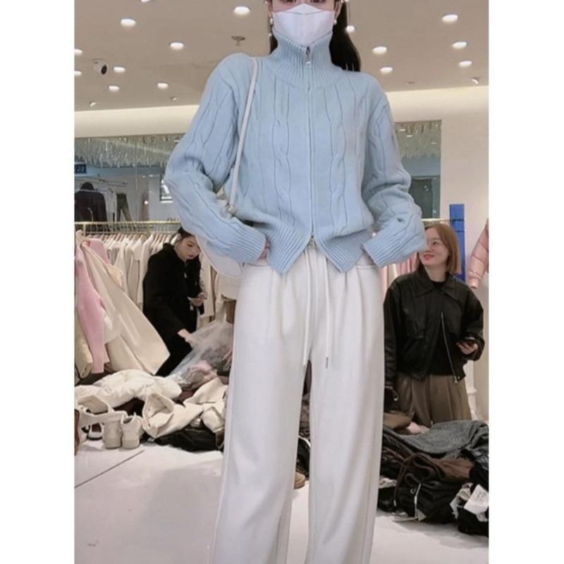 Zipper Turtleneck Knitted Cardigan Sweater Women's Winter Design Sense Loose Lazy Style Casual Top Tide
