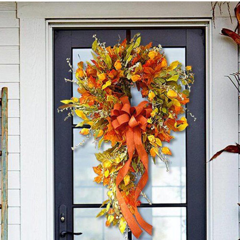 Thanksgiving Autumn Wreath Festival Celebration Maple Leaf Party Supplies Scene Layout  Ornament for Home Restaurant Shop