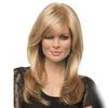 Synthetic Women's Long Wig Brown Hair Wig with Bangs Natural Soft Straight Haircut for Female Daily Cosplay Party Use