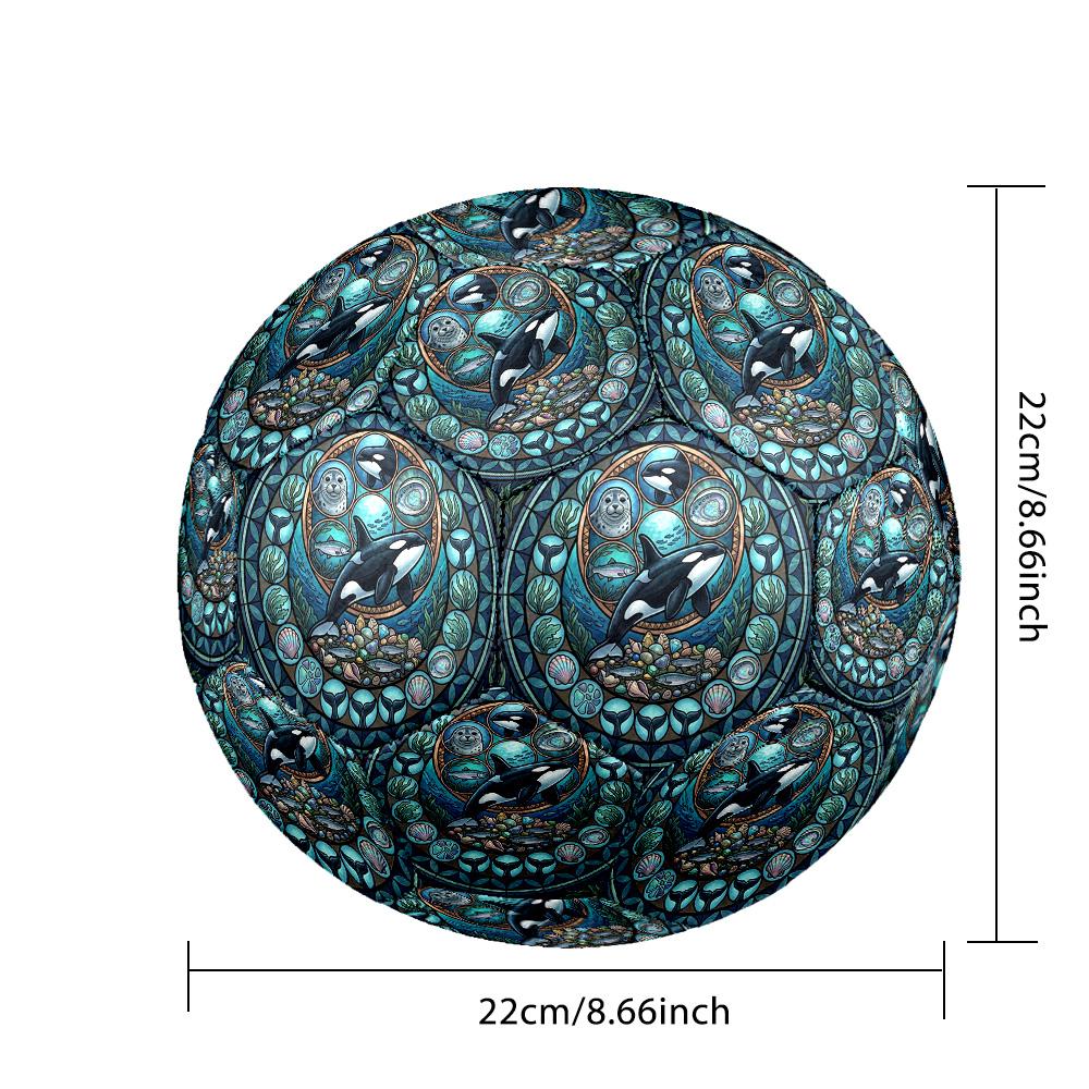 Ocean Life Mandala Round Football Size 5 Adult Ball Suitable for Training Matches and Outdoor Team.
