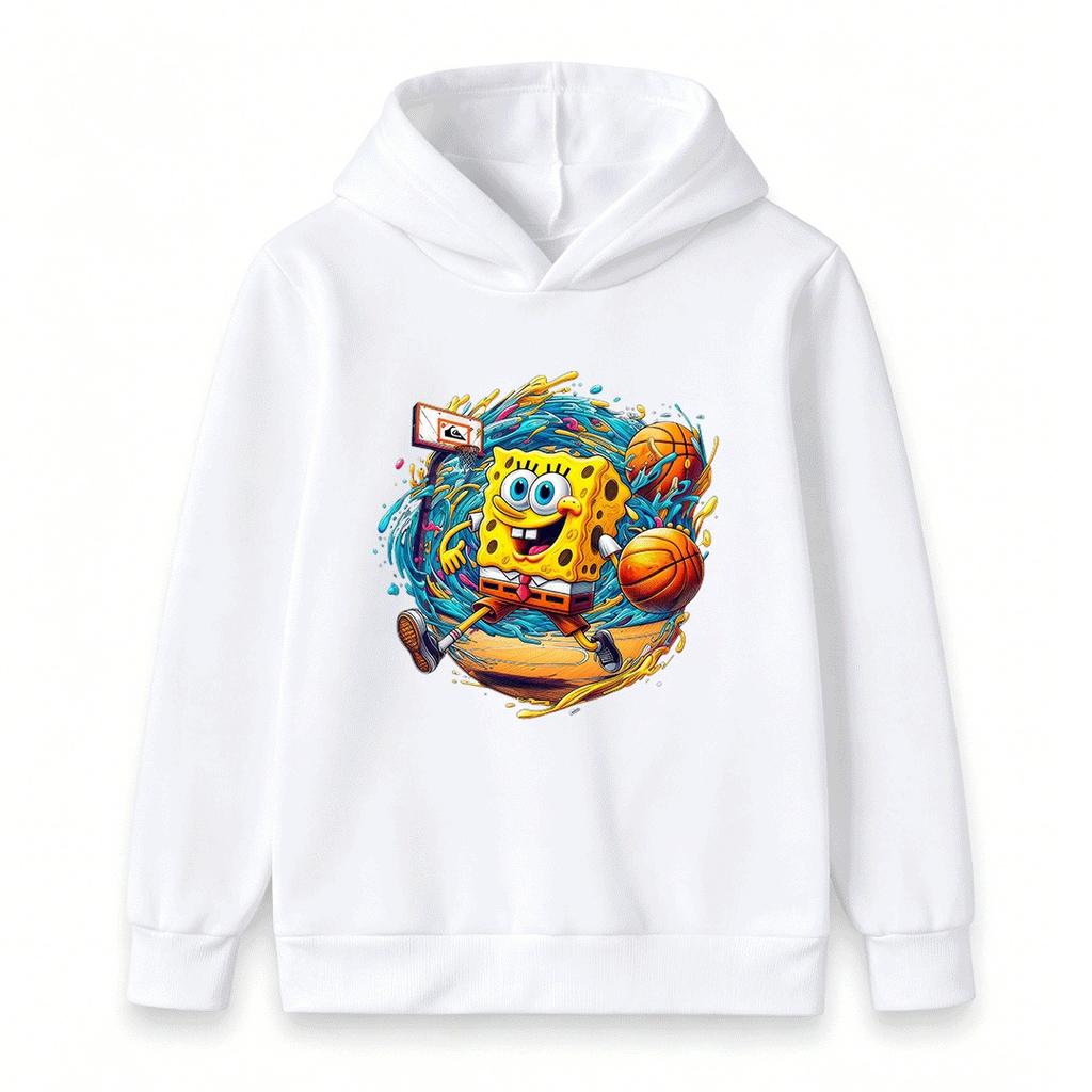 Kids Boys Girls Sponge Basketball Cartoon Print Hoodie Casual Long Sleeve Pullover Sweatshirt Tops for Children