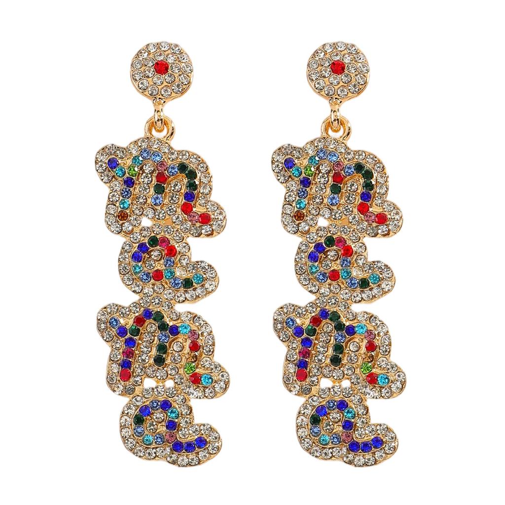 MAMA Letter Diamond Earrings Fashion Creative Festival Rice Bead Earrings Daily Versatile Earrings Women