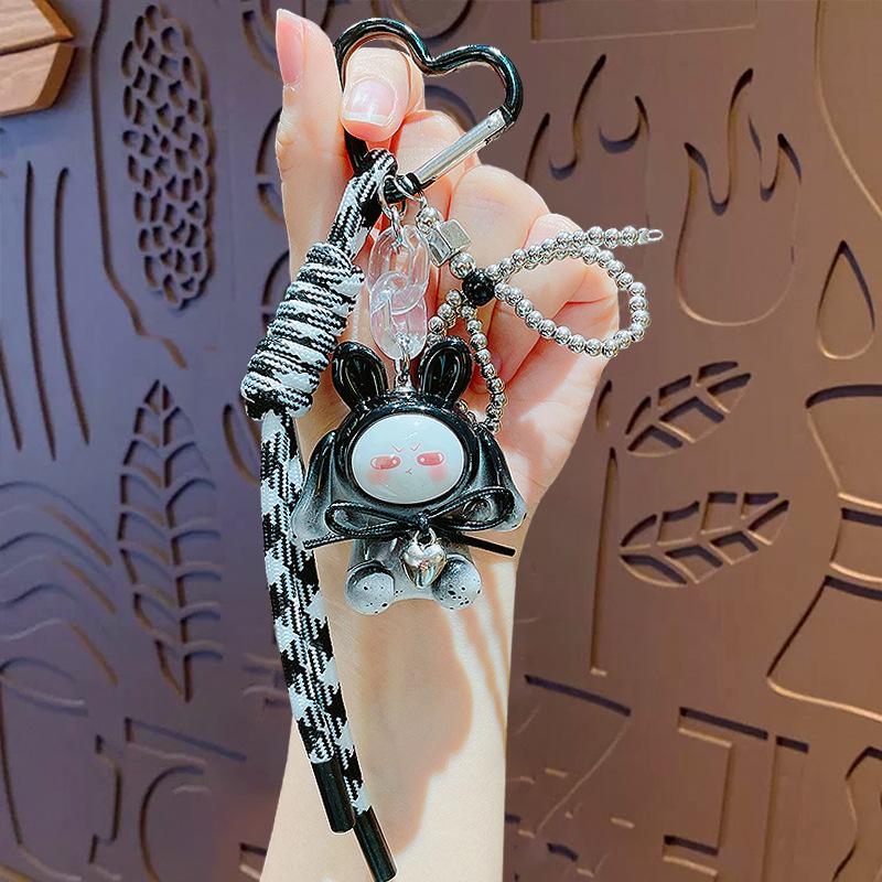 

Cute Cartoon Love Gradual Change Rabbit Doll Hand Rope Keychain Bag Pendant Couple Keychain Pendant Small Gift