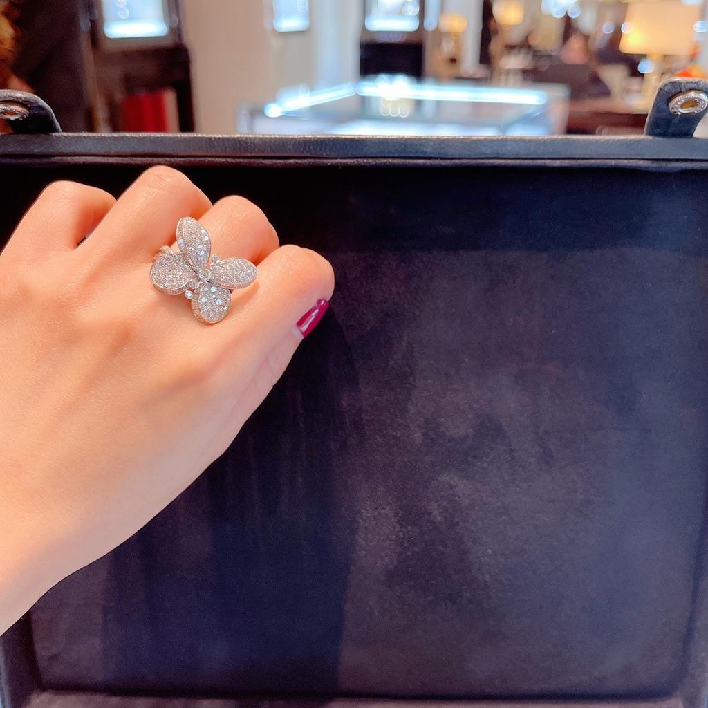 Princess Butterfly Ring Women's Premium Light Luxury Buterfly Butterfly Ring Women's 925 Sterling Silver