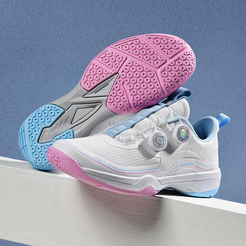 New Sneakers Rotating Buckle Badminton Shoes Men's and Women's Outdoor Sports Running Shoes Tennis Training Shoes Rubber Sole