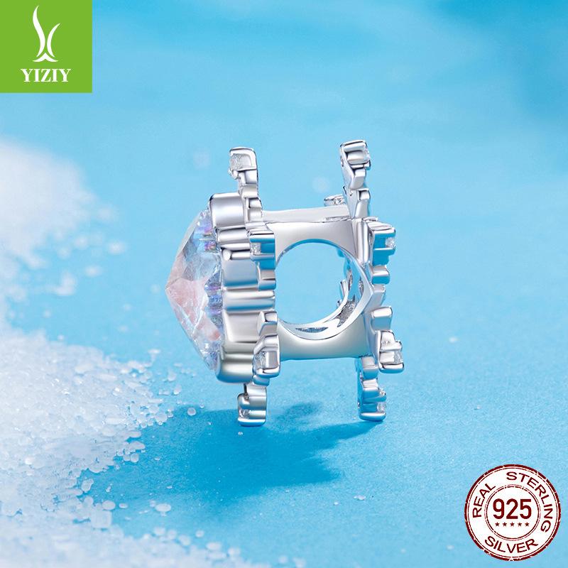 Ice Flower Beads S925 Sterling Silver Snowflake Beads Diy Bracelet Beaded Accessories Autumn And Winter Light Luxury High Sense