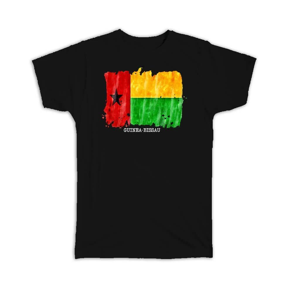 Gift T-Shirt : Guinea-Bissau Flag Africa Travel Expat Country Watercolor M