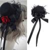 Punk Rose Flower Hairpin With Lace Hat Design Cosplay Costume Hair Clip For Teens Adult Theme Occasion Photography Wear