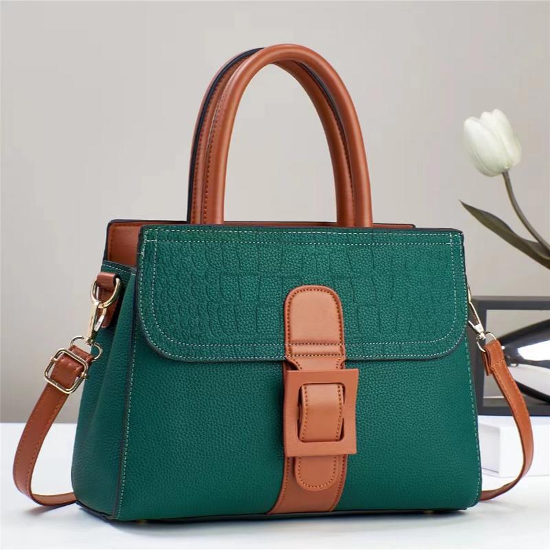 Contrasting Color Stone Pattern, Simple Leather Texture, Personality and Large Capacity, Shoulder Crossbody Big Bag