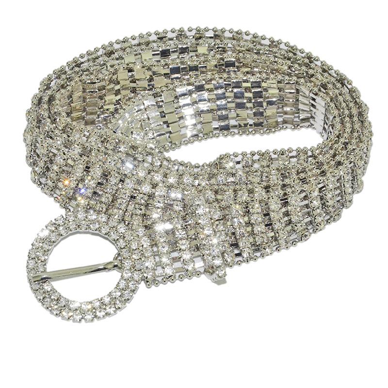 Full diamond belt - women s luxurious and elegant five-row rhinestone belt with heavily inlaid rhinestones 105cm