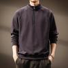 Men's Retro Half-Zip Heavyweight Hoodie - Winter Velvet, Loose Fit, Stand Collar, Large Size.