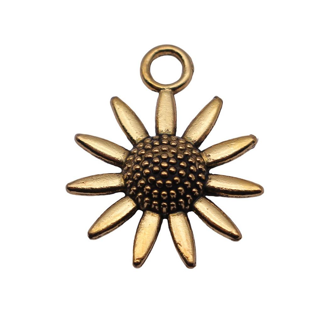 Simple Flower Charms Antique Alloy Pendants For Minimalist Floral Jewelry