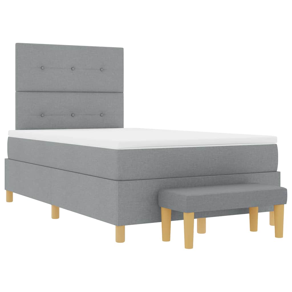 Boxspring Bed with Headboard Light Grey 120 x 200 cm Fabric
