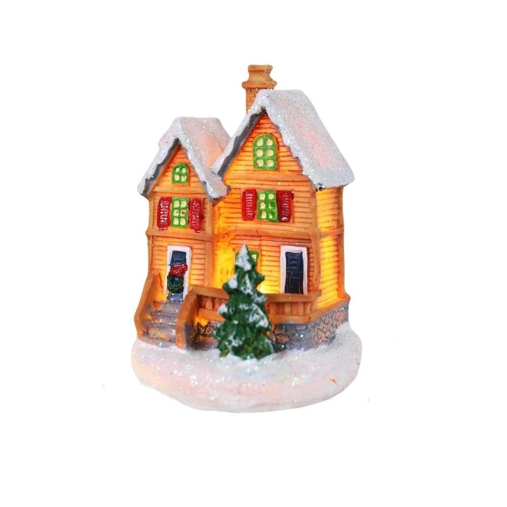 Winter Snow LED Lighted Houses Luminous Village Christmas Figurine Desktop Collectible