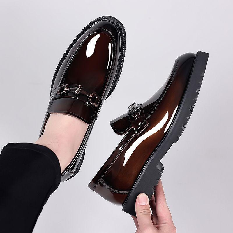 Large Size Men's Business Dress Leather Shoes Men's Genuine Leather British Casual Men's Shoes Patent Leather Suit Wedding Shoes Trendy Shoes