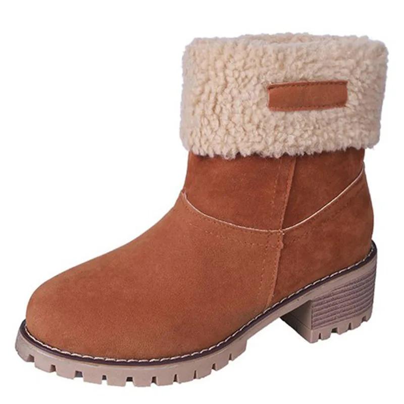 SyfIyno New Women's Winter Boots Comfortable Fist Wool Boots Wedge Pads Cotton Shoes Calf Boots Large Size 35-43