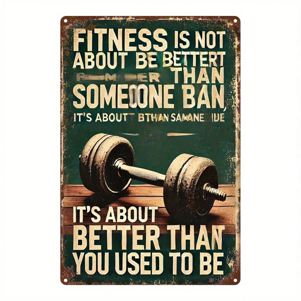 

Vintage Metal Wall Art 8x12 Inch Fitness Motivational Sign Rustic Gym Decor Iron Weightlifting Design Quote 2D Flat Plaque 20x30cm