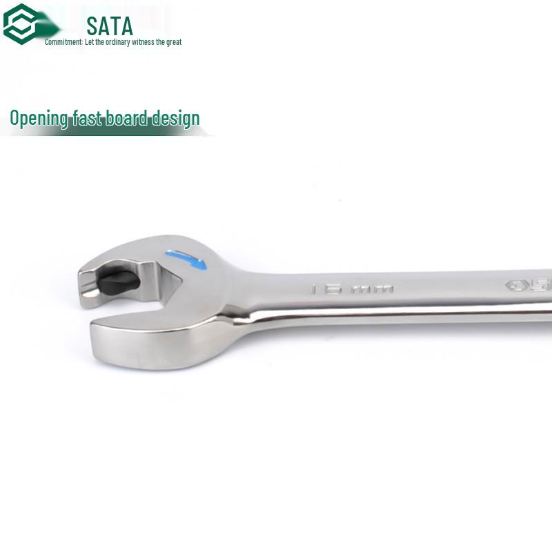 SATA Industrial Grade Double-Head Ratchet Wrench with Spline Open-End and Quick-Release
