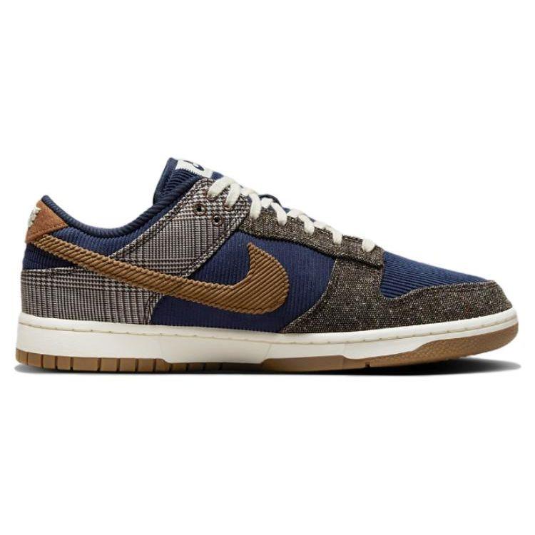 Nike Dunk Düşük Tüvit Kadife Unisex Spor Ayakkabı Kahverengi Gece Yarısı-Lacivert Ale-Kahverengi FQ8746-410