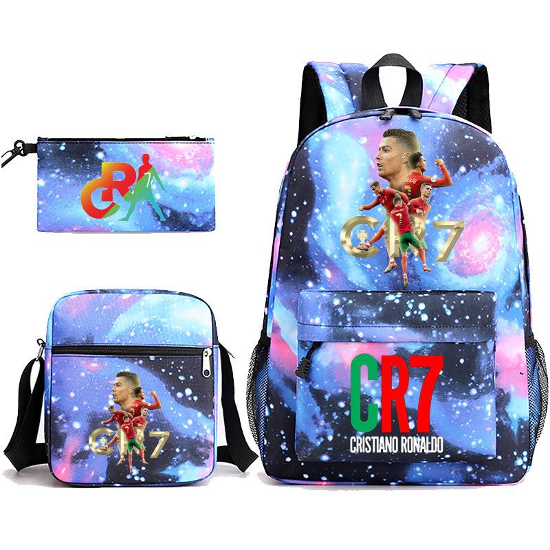 Mochila escolar de gran capacidad con correa para el hombro; set de tres piezas para estuche de lápices de estudiante
