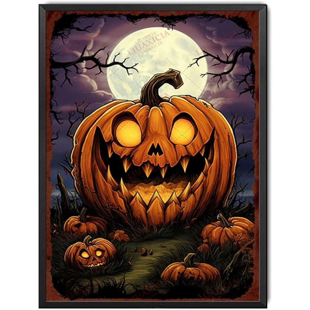 Happy Halloween Plaque Metal Tin Signs Wall Decoration Vintage Art Posters Iron Painting for Man Cave Home Cafe Garden Club Bar