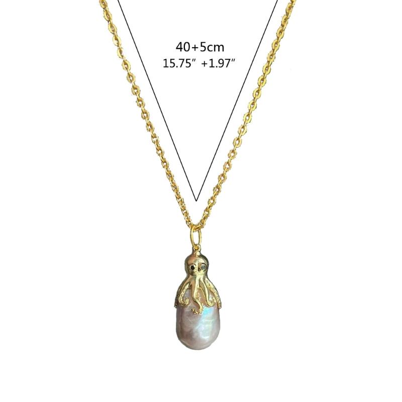 Marine Octopus Jellyfish Pendant Necklace For Women Girls Vintage Natural Pearls Marine Life Necklaces Fashion Jewelry