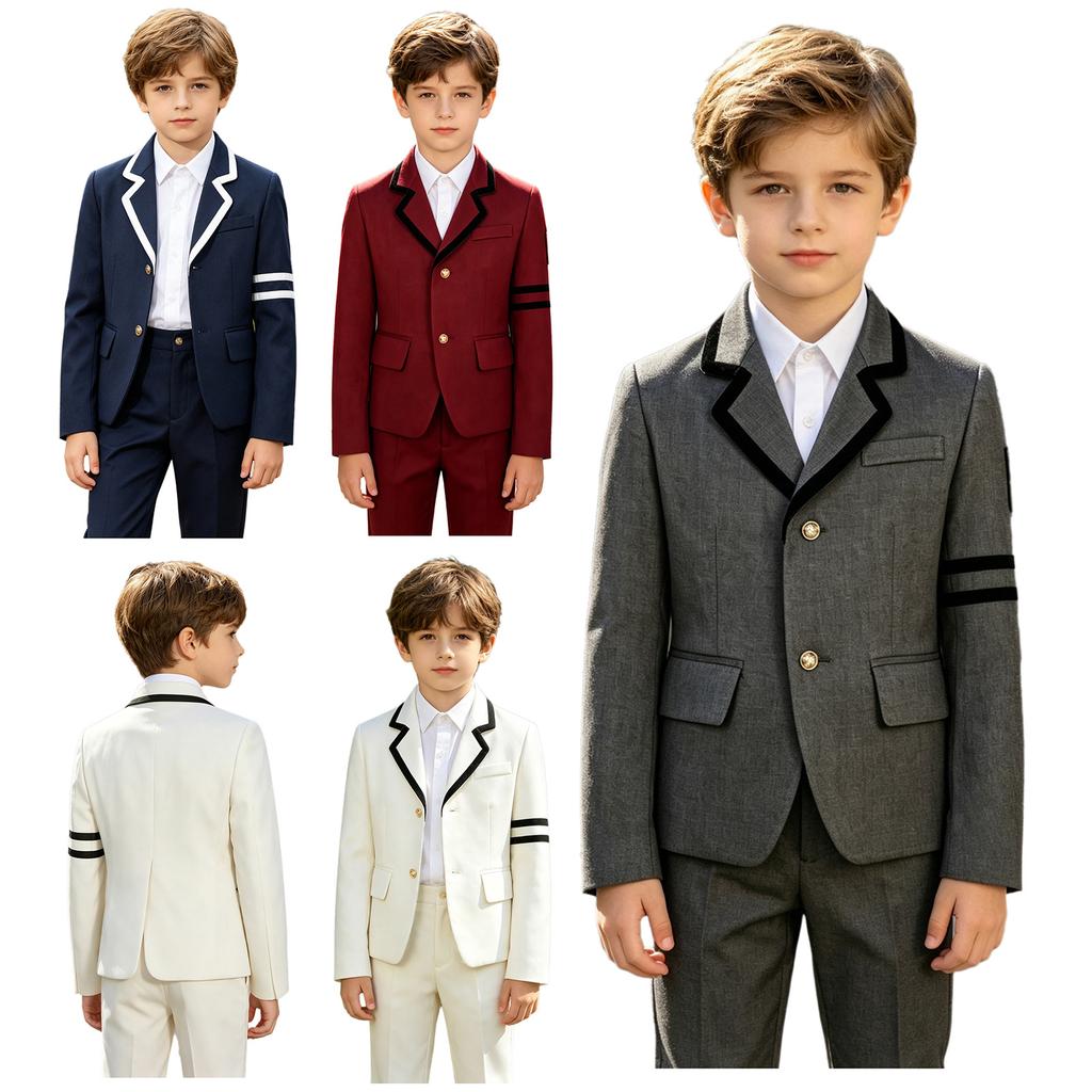 Giacca Suit Scolastica Unisex per Bambini con Collo a Revers e Manica Lunga