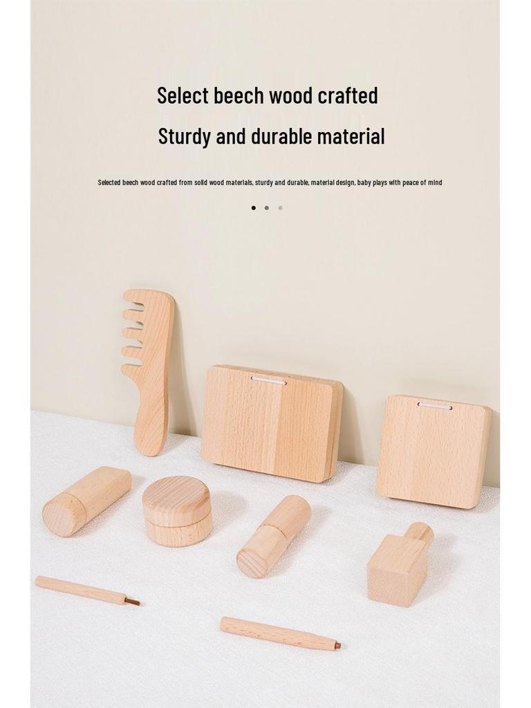 Wooden Children's Makeup Playset: Pretend Play Dressing Table for Girls