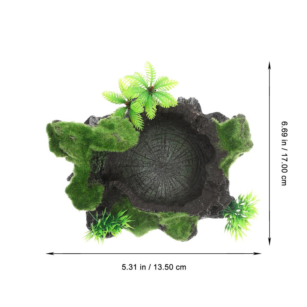 Reptile Feeding Dish Resin Wear-Resistant Natural Water Dish Safety Use Terrarium Decorative Reptile Snack Accessory