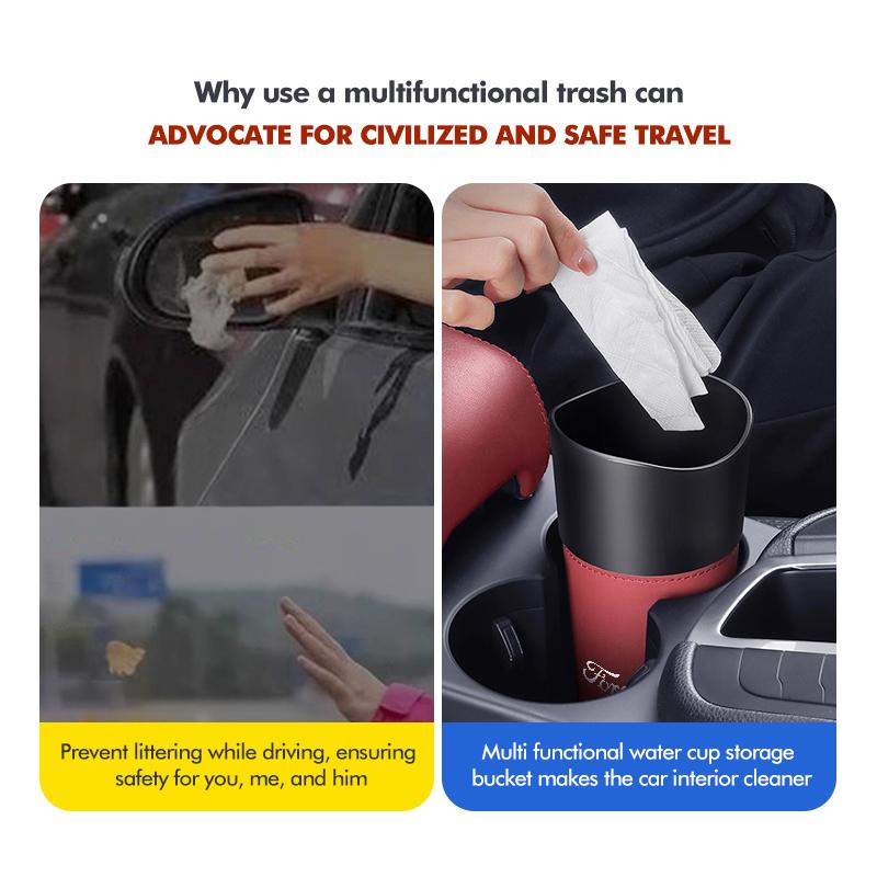 Durable Car Trash Can Leather Waterproof Auto Storage Bin Organizer For Ford Escort KA Flex Everest KA Expedition Falcon Fusion